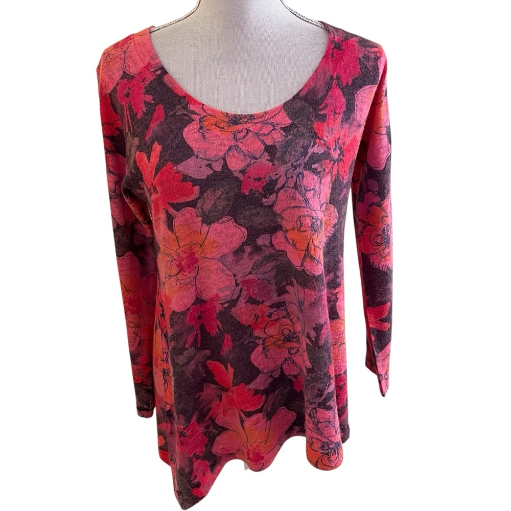 Soft Surroundings Pink Floral Tunic Top SP